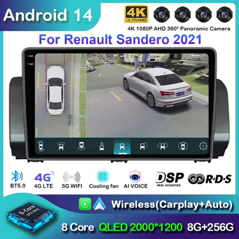 Android 14 For Renault Sandero 2021 Car Radio Multimedia Navigation GPS WIFI+4G Auto Wireless Car...