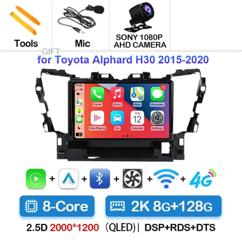Android 14 For Toyota Alphard H30 2015 - 2020 Car Radio Multimedia Video Player GPS Navigation 4G...