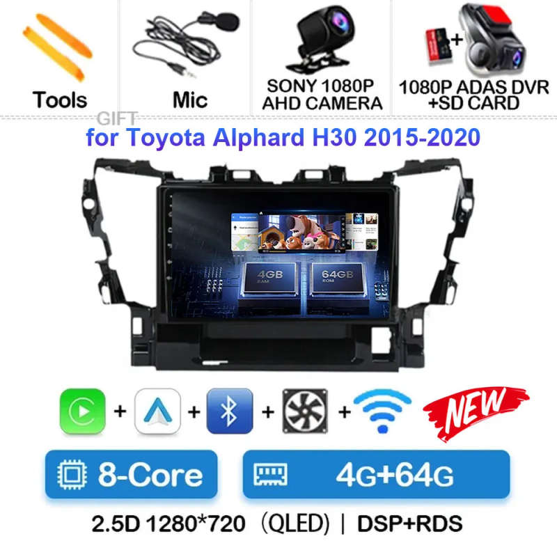 Android 14 For Toyota Alphard H30 2015 - 2020 Car Radio Multimedia Video Player GPS Navigation 4G...