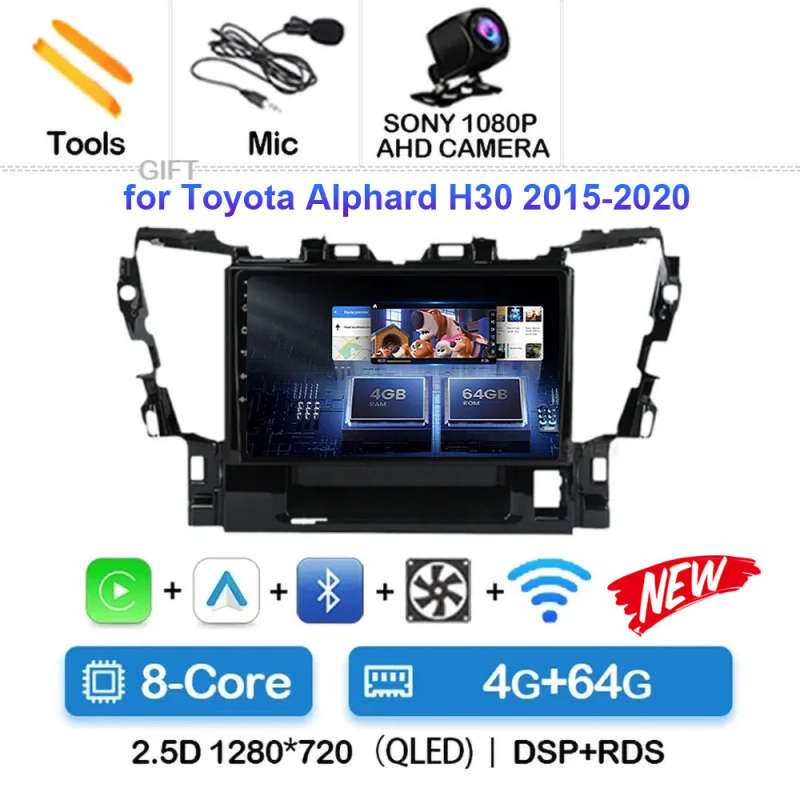 Android 14 For Toyota Alphard H30 2015 - 2020 Car Radio Multimedia Video Player GPS Navigation 4G...
