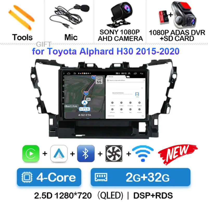 Android 14 For Toyota Alphard H30 2015 - 2020 Car Radio Multimedia Video Player GPS Navigation 4G...