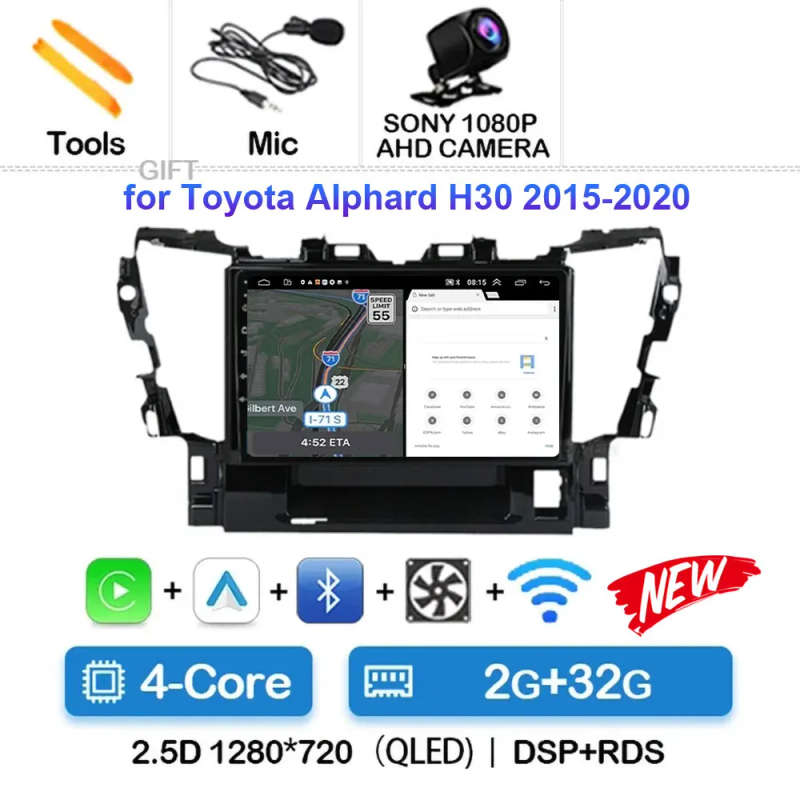 Android 14 For Toyota Alphard H30 2015 - 2020 Car Radio Multimedia Video Player GPS Navigation 4G...