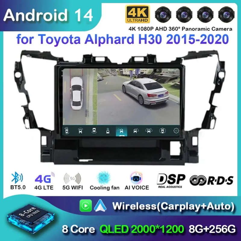 Android 14 For Toyota Alphard H30 2015 - 2020 Car Radio Multimedia Video Player GPS Navigation 4G...
