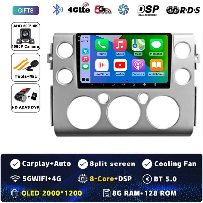 Android 14 For Toyota FJ Cruiser J15 2006 2007 2008 - 2020 Car Radio Multimedia Player GPS Naviga...