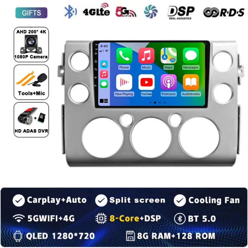 Android 14 For Toyota FJ Cruiser J15 2006 2007 2008 - 2020 Car Radio Multimedia Player GPS Naviga...