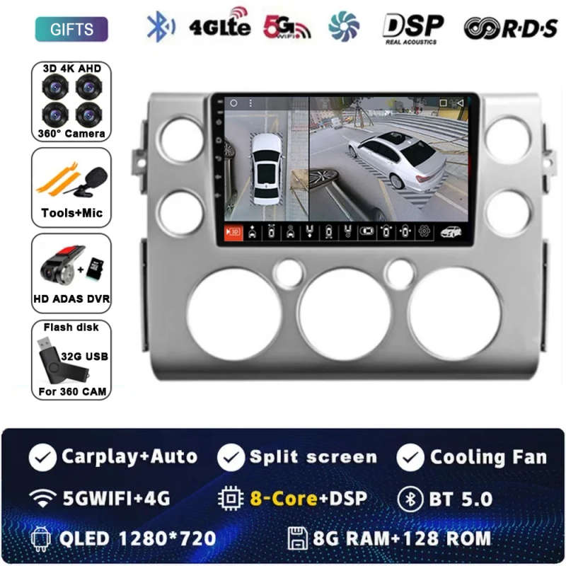 Android 14 For Toyota FJ Cruiser J15 2006 2007 2008 - 2020 Car Radio Multimedia Player GPS Naviga...