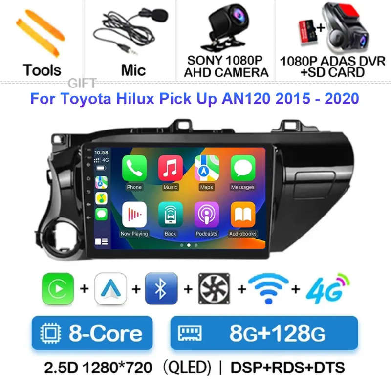 Android 14 For Toyota Hilux Pick Up AN120 2015 - 2020 LHD RHD 5G WIFI GPS Navigation Stereo Auto ...