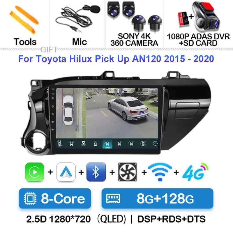 Android 14 For Toyota Hilux Pick Up AN120 2015 - 2020 LHD RHD 5G WIFI GPS Navigation Stereo Auto ...