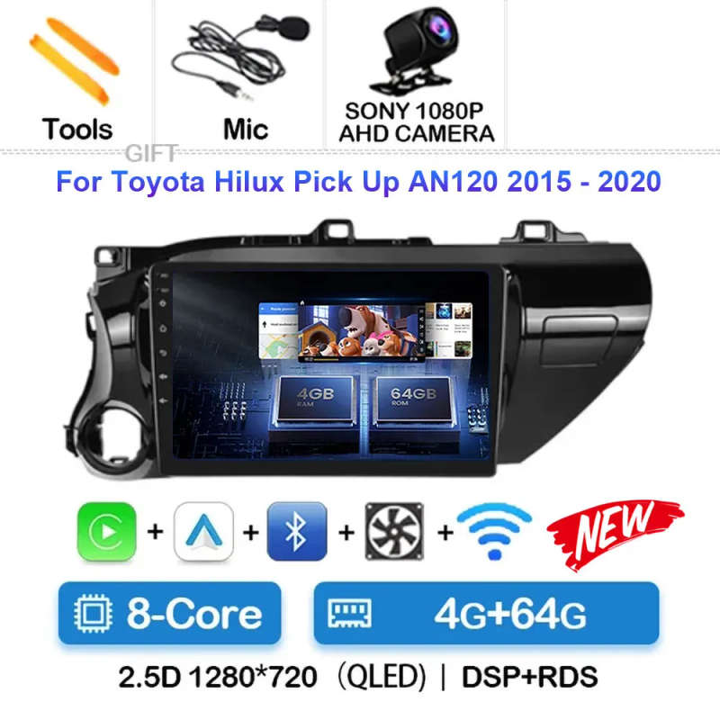 Android 14 For Toyota Hilux Pick Up AN120 2015 - 2020 LHD RHD 5G WIFI GPS Navigation Stereo Auto ...
