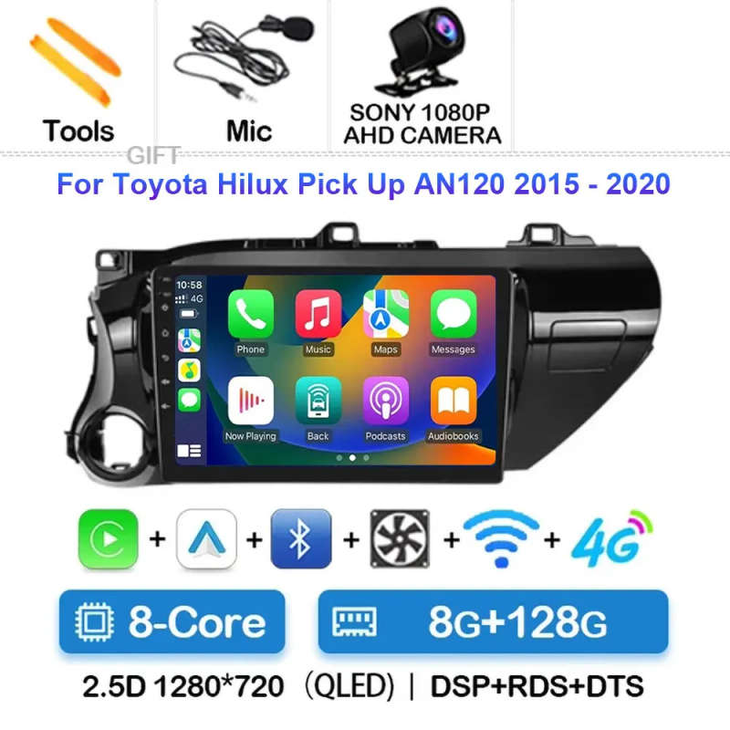 Android 14 For Toyota Hilux Pick Up AN120 2015 - 2020 LHD RHD 5G WIFI GPS Navigation Stereo Auto ...