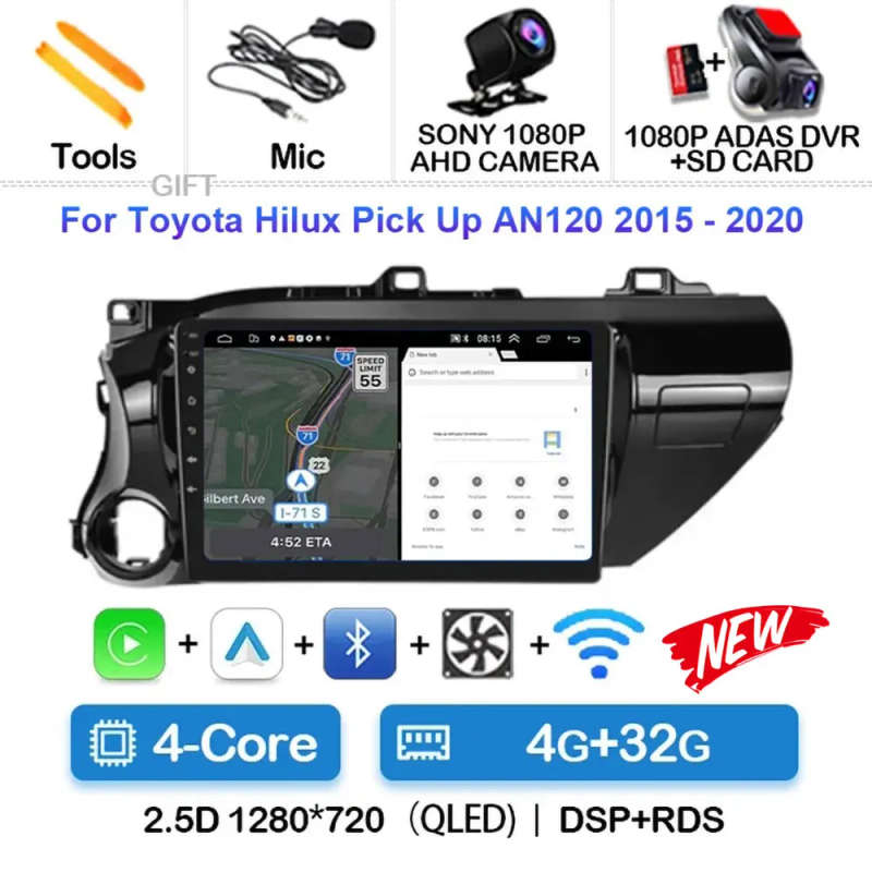 Android 14 For Toyota Hilux Pick Up AN120 2015 - 2020 LHD RHD 5G WIFI GPS Navigation Stereo Auto ...