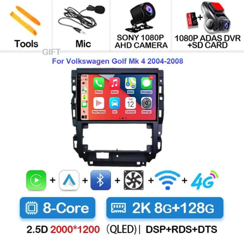Android 14 For Volkswagen Golf Mk 4 2004-2008 Auto Radio Display Multimedia Carplay Touch Screen ...