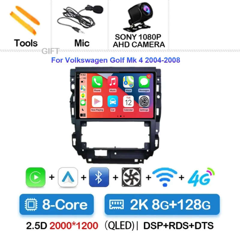 Android 14 For Volkswagen Golf Mk 4 2004-2008 Auto Radio Display Multimedia Carplay Touch Screen ...