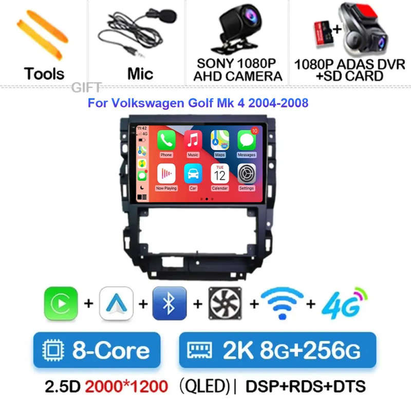Android 14 For Volkswagen Golf Mk 4 2004-2008 Auto Radio Display Multimedia Carplay Touch Screen ...