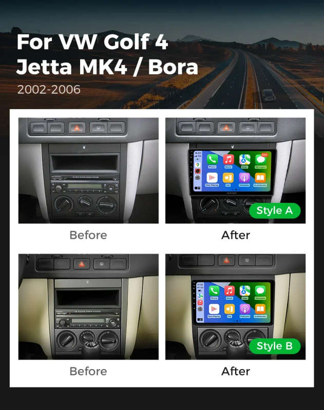 Android 14 For Volkswagen Golf Mk 4 2004-2008 Auto Radio Display Multimedia Carplay Touch Screen ...