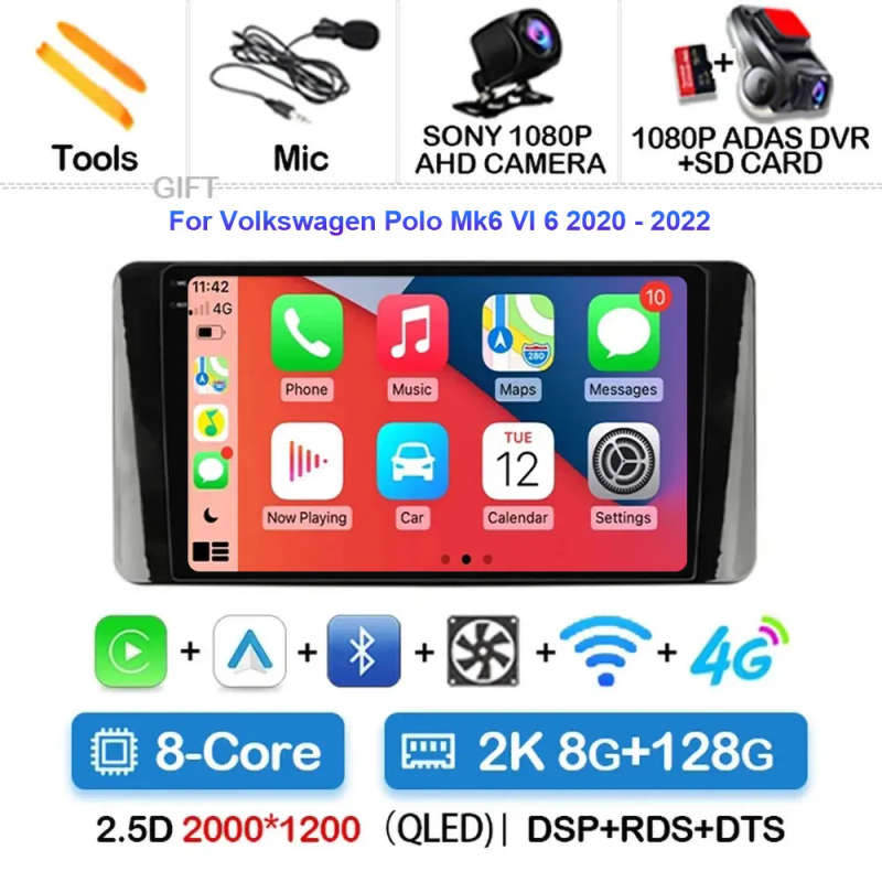 Android 14 For Volkswagen Polo Mk6 VI 6 2020 2021 2022 Car Radio Navigation Multimedia Player Ste...