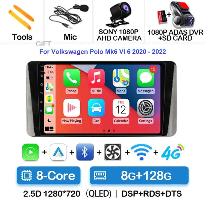 Android 14 For Volkswagen Polo Mk6 VI 6 2020 2021 2022 Car Radio Navigation Multimedia Player Ste...