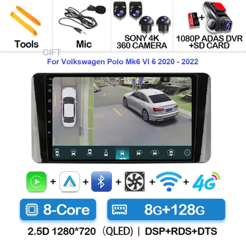 Android 14 For Volkswagen Polo Mk6 VI 6 2020 2021 2022 Car Radio Navigation Multimedia Player Ste...