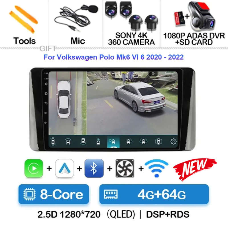 Android 14 For Volkswagen Polo Mk6 VI 6 2020 2021 2022 Car Radio Navigation Multimedia Player Ste...