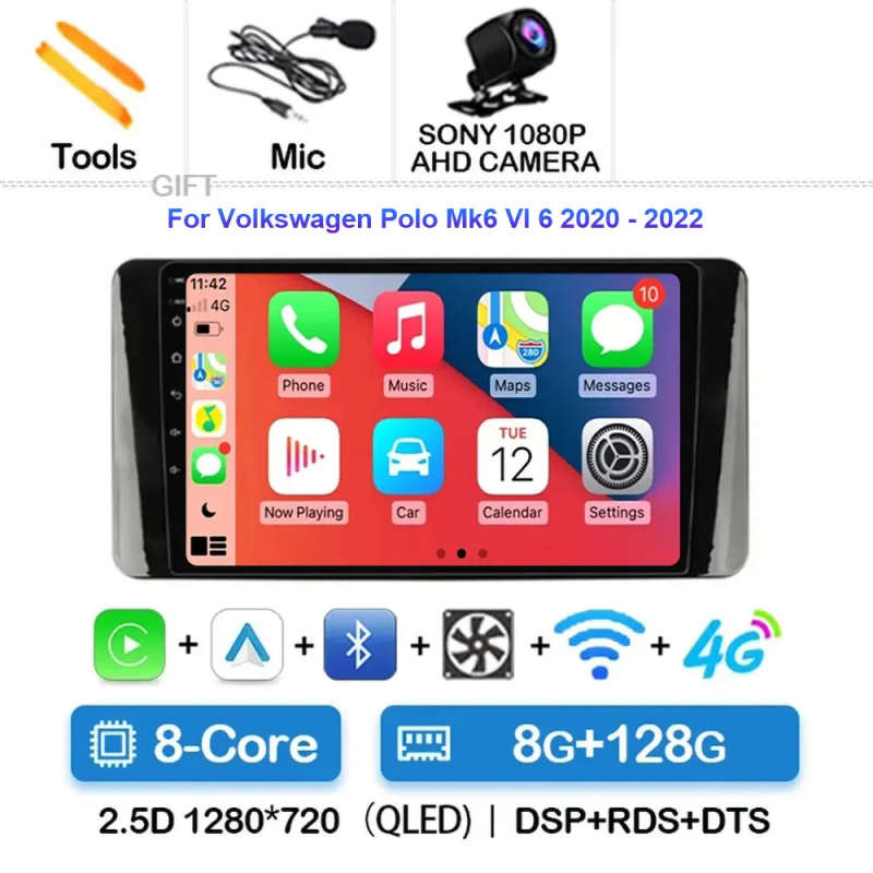 Android 14 For Volkswagen Polo Mk6 VI 6 2020 2021 2022 Car Radio Navigation Multimedia Player Ste...