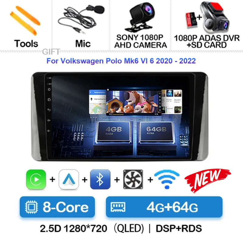 Android 14 For Volkswagen Polo Mk6 VI 6 2020 2021 2022 Car Radio Navigation Multimedia Player Ste...