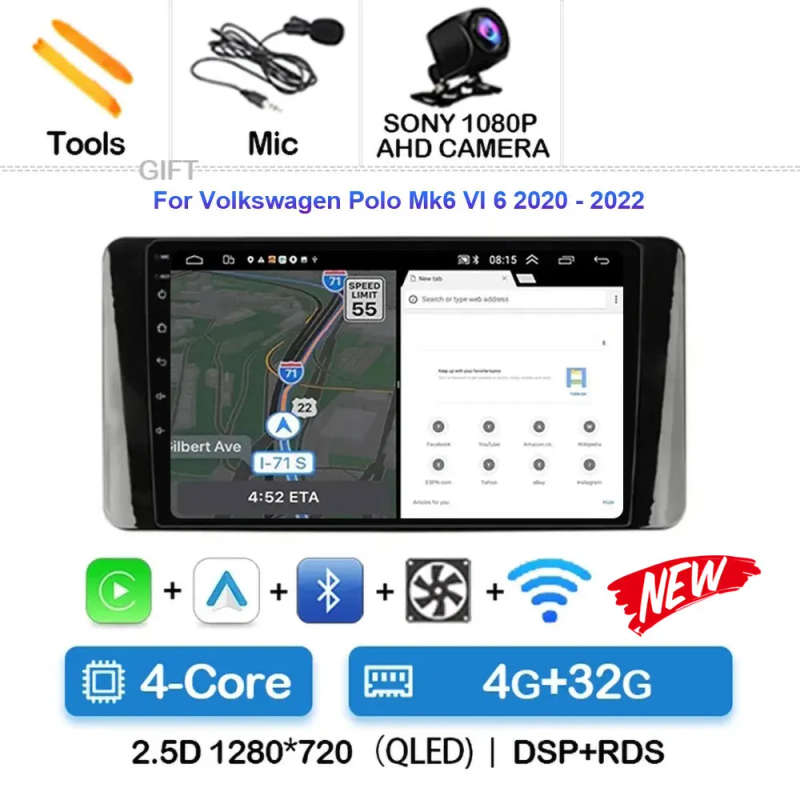 Android 14 For Volkswagen Polo Mk6 VI 6 2020 2021 2022 Car Radio Navigation Multimedia Player Ste...