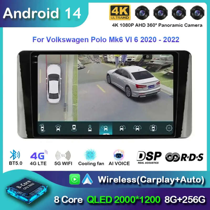Android 14 For Volkswagen Polo Mk6 VI 6 2020 2021 2022 Car Radio Navigation Multimedia Player Ste...