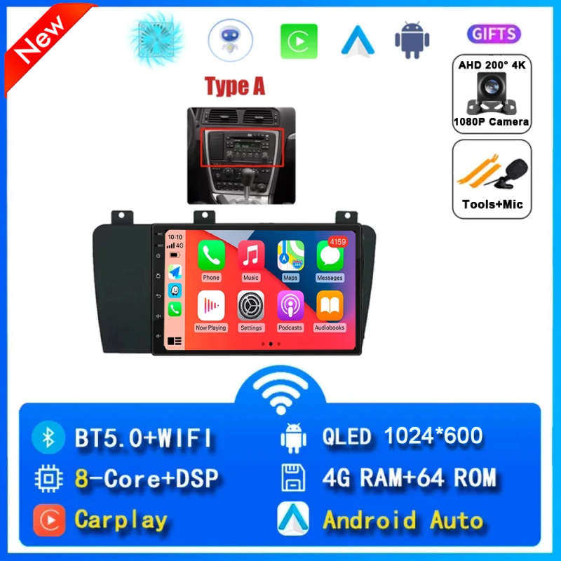 Android 14 For Volvo XC70 V70 S60 2000 - 2009 Can Radio Head Unit CarPlay Auto Multimedia Player ...