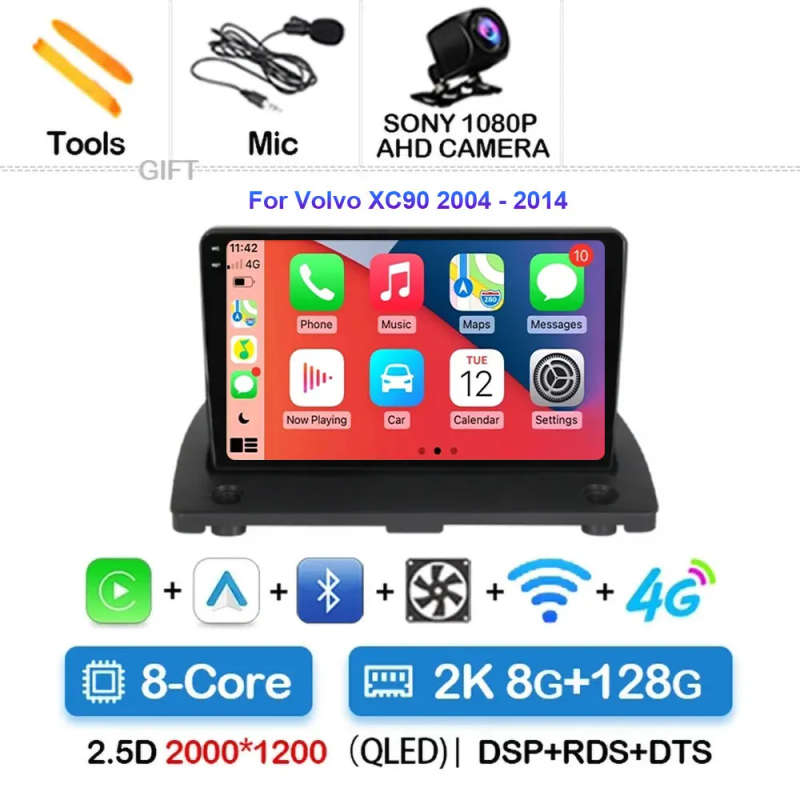 Android 14 For Volvo XC90 C 2002 - 2014 Carplay Auto 4G+WIFI GPS Car Radio Navigation Multimedia ...