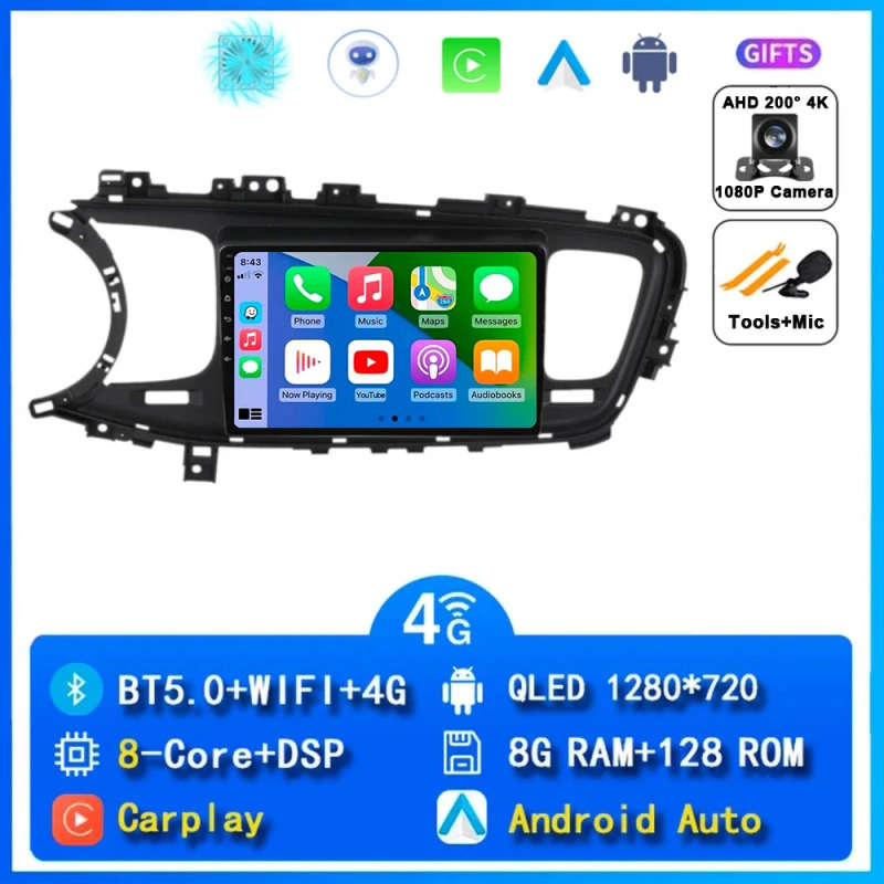 Android 14 KIA K5 Carplay Car Radio For Optima 3 TF 2010 - 2015 Navigation Multimedia GPS Player ...