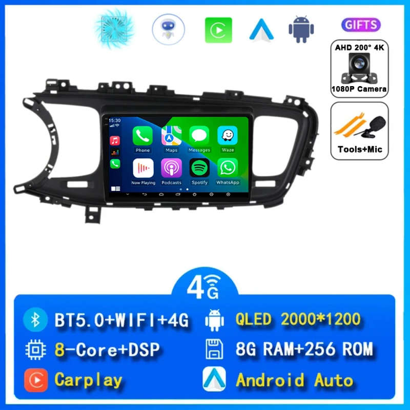 Android 14 KIA K5 Carplay Car Radio For Optima 3 TF 2010 - 2015 Navigation Multimedia GPS Player ...