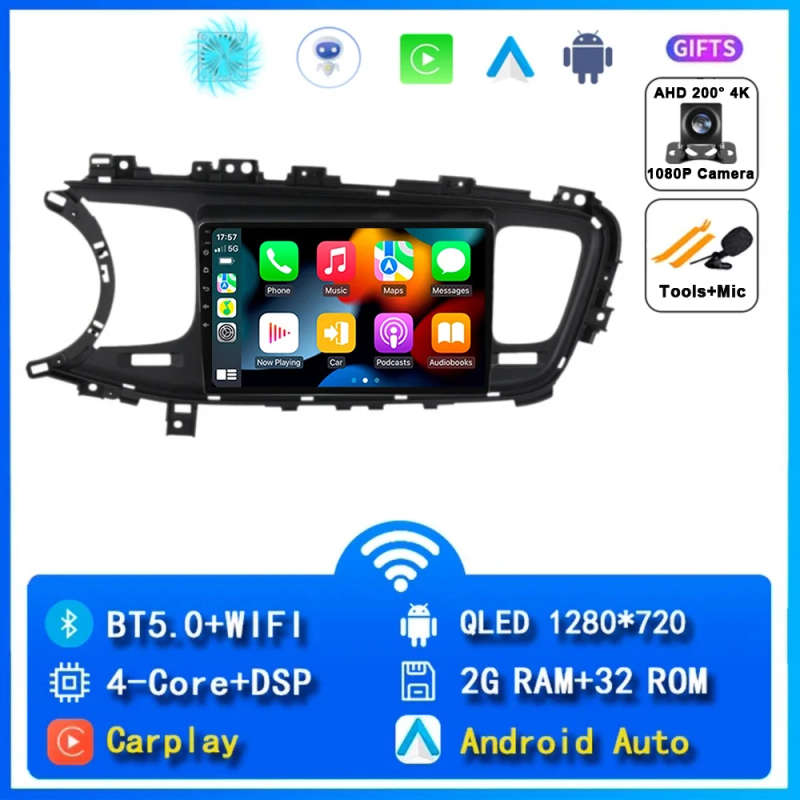 Android 14 KIA K5 Carplay Car Radio For Optima 3 TF 2010 - 2015 Navigation Multimedia GPS Player ...