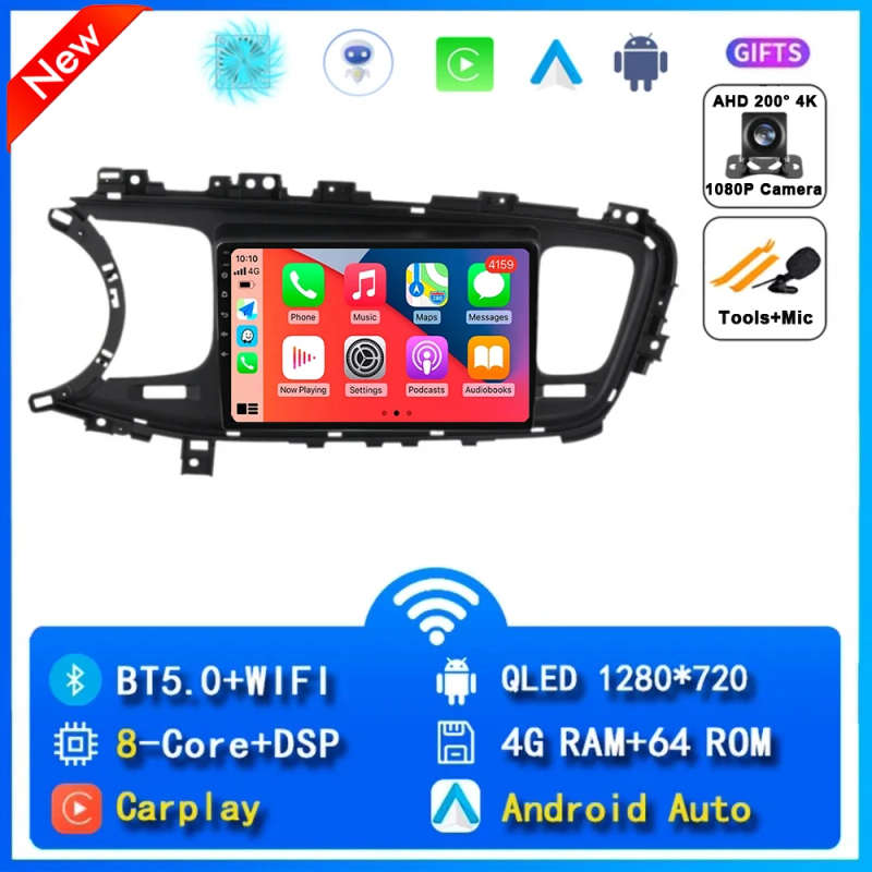 Android 14 KIA K5 Carplay Car Radio For Optima 3 TF 2010 - 2015 Navigation Multimedia GPS Player ...