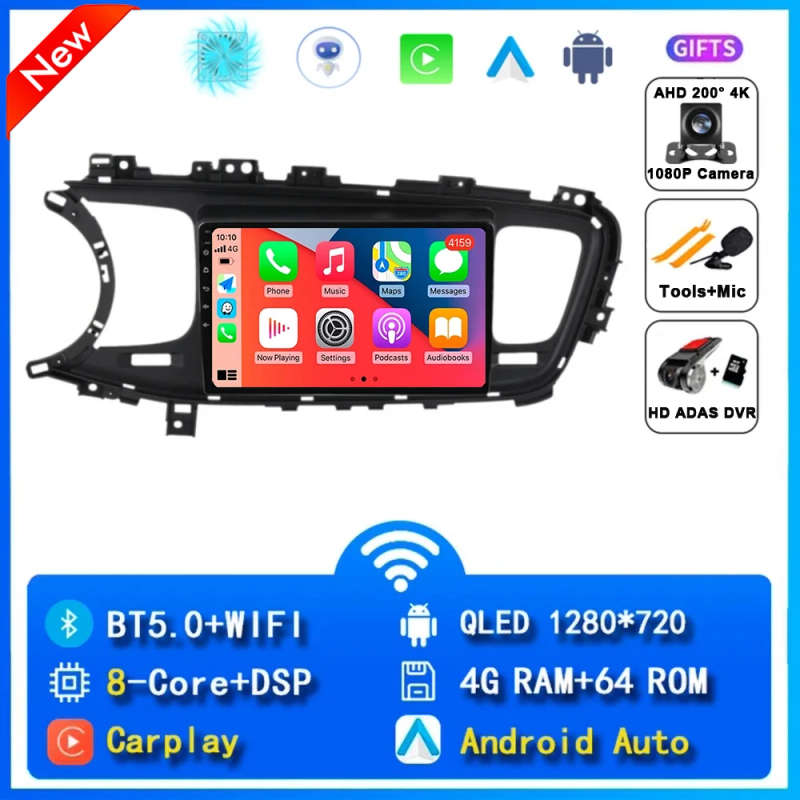 Android 14 KIA K5 Carplay Car Radio For Optima 3 TF 2010 - 2015 Navigation Multimedia GPS Player ...