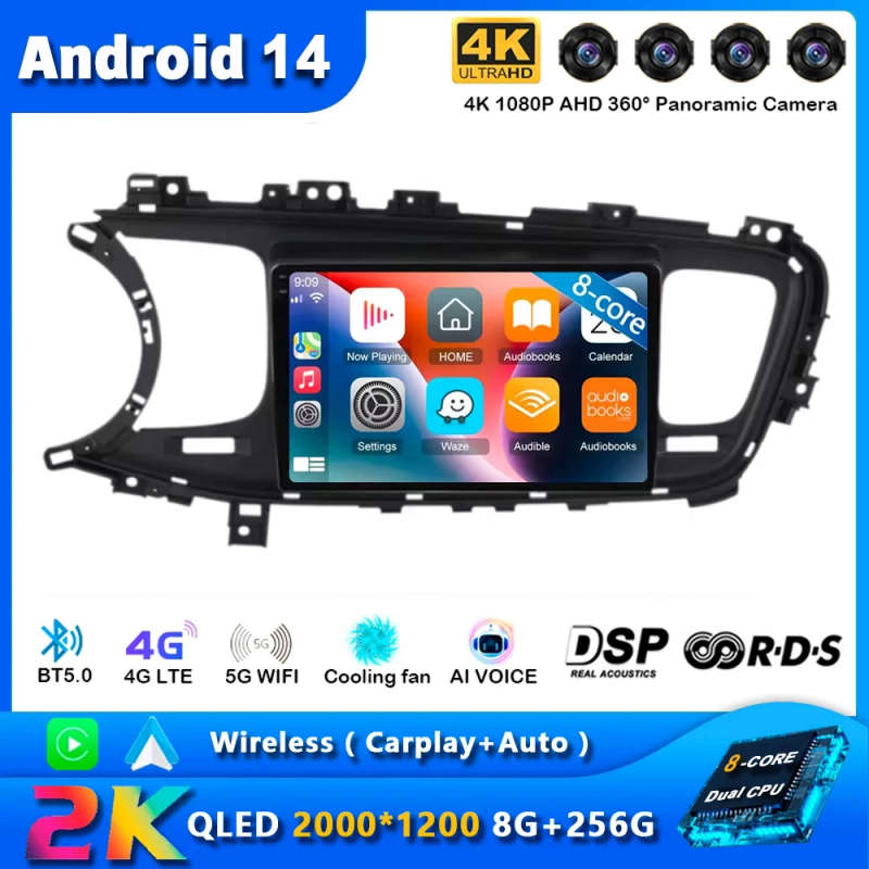 Android 14 KIA K5 Carplay Car Radio For Optima 3 TF 2010 - 2015 Navigation Multimedia GPS Player ...