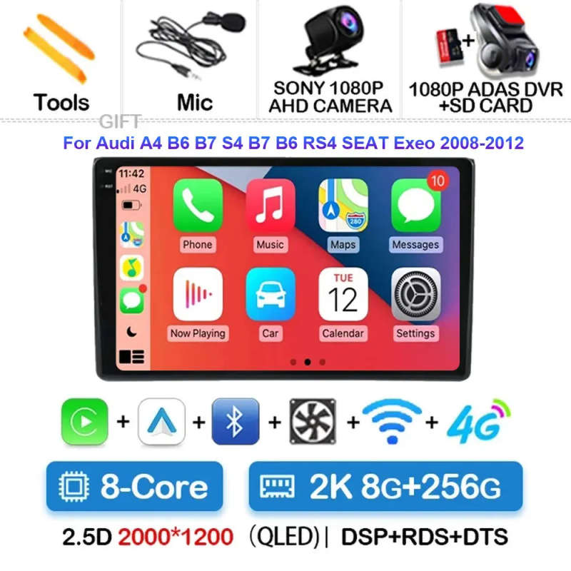 Android 14 Multimedia Player For Audi A4 B6 2000 - 2009 Carplay Android Auto Car Radio Stereo Mul...