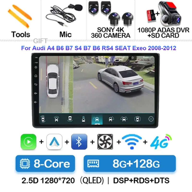 Android 14 Multimedia Player For Audi A4 B6 2000 - 2009 Carplay Android Auto Car Radio Stereo Mul...