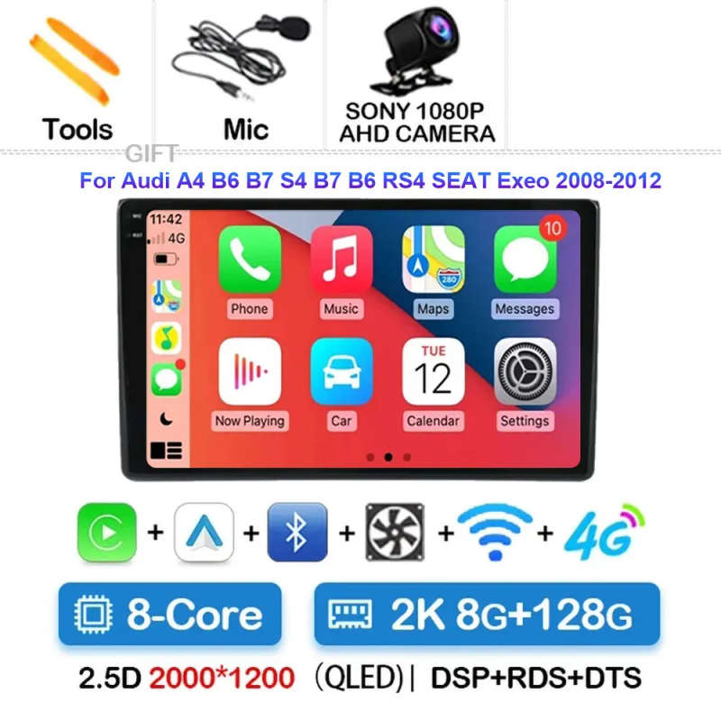 Android 14 Multimedia Player For Audi A4 B6 2000 - 2009 Carplay Android Auto Car Radio Stereo Mul...