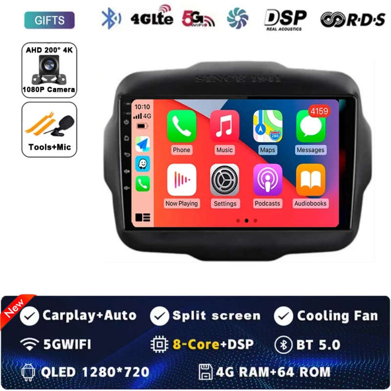 Android 14 Multimedia Player For Jeep Renegade 2016-2020 Carplay Android Auto Car Radio Stereo 4G...
