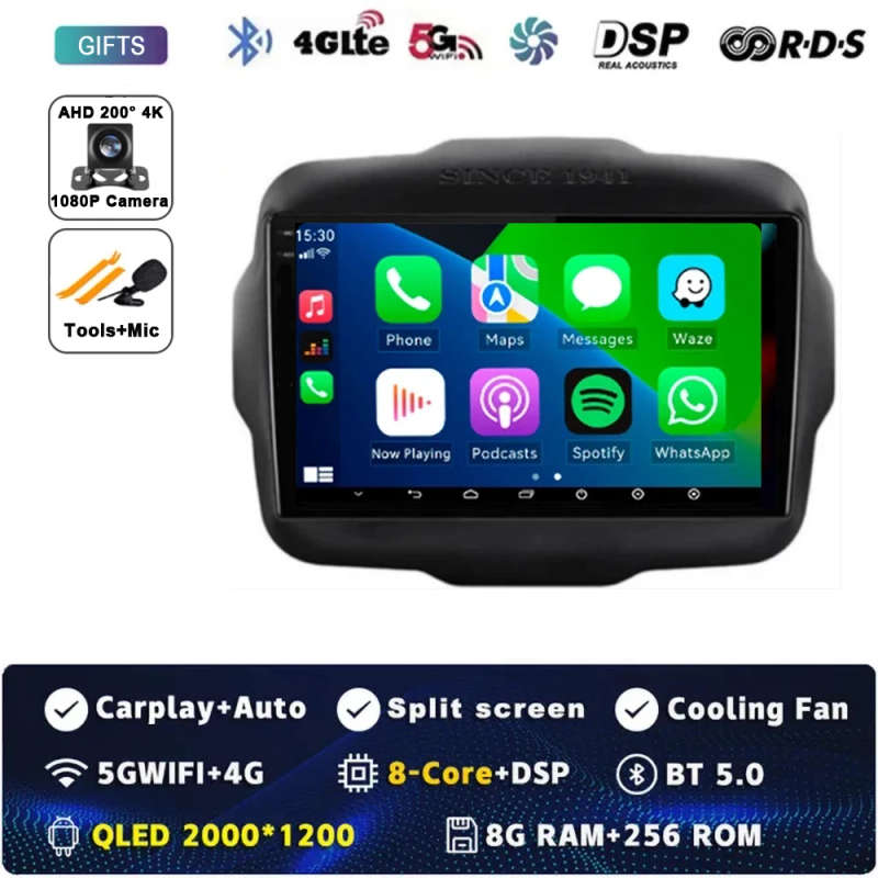 Android 14 Multimedia Player For Jeep Renegade 2016-2020 Carplay Android Auto Car Radio Stereo 4G...