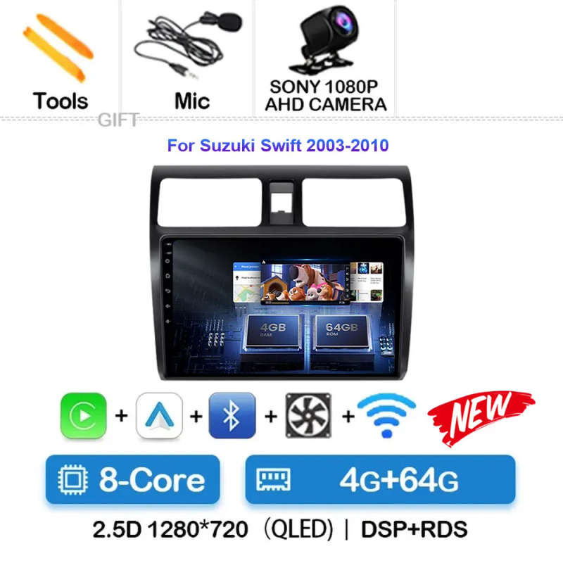 Android 14 Multimedia Player For Suzuki Swift 2003-2010 Carplay Android Auto Radio Car Radio 4G N...