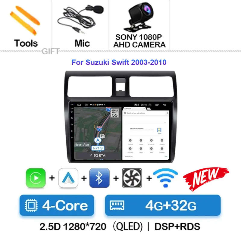 Android 14 Multimedia Player For Suzuki Swift 2003-2010 Carplay Android Auto Radio Car Radio 4G N...