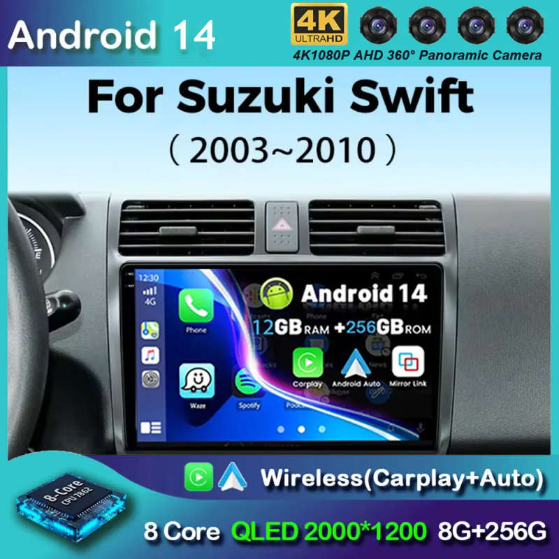 Android 14 Multimedia Player For Suzuki Swift 2003-2010 Carplay Android Auto Radio Car Radio 4G N...
