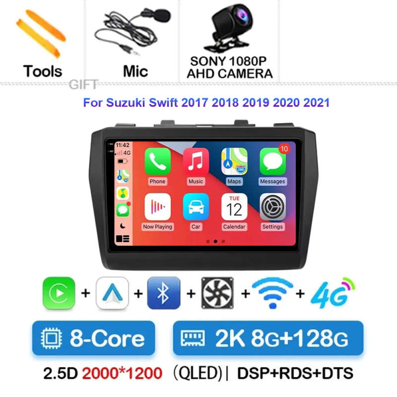 Android 14 Multimedia Player For Suzuki Swift 2017 2018 2019 2020 2021 Wireless Carplay Auto Radi...