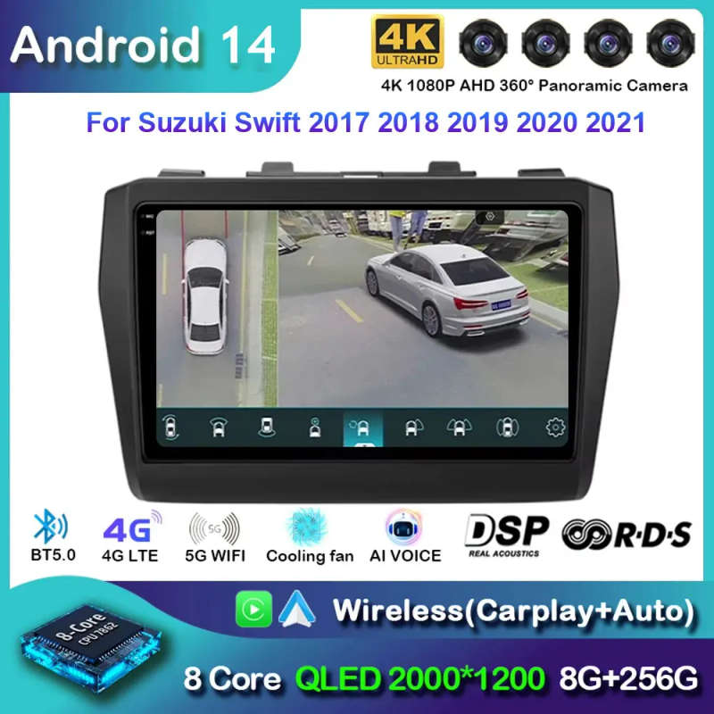 Android 14 Multimedia Player For Suzuki Swift 2017 2018 2019 2020 2021 Wireless Carplay Auto Radi...