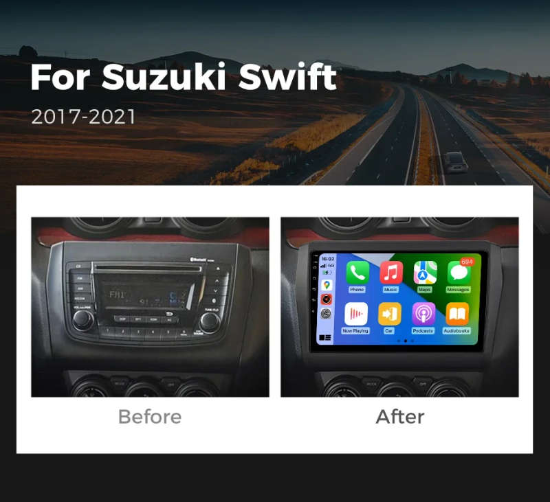 Android 14 Multimedia Player For Suzuki Swift 2017 2018 2019 2020 2021 Wireless Carplay Auto Radi...
