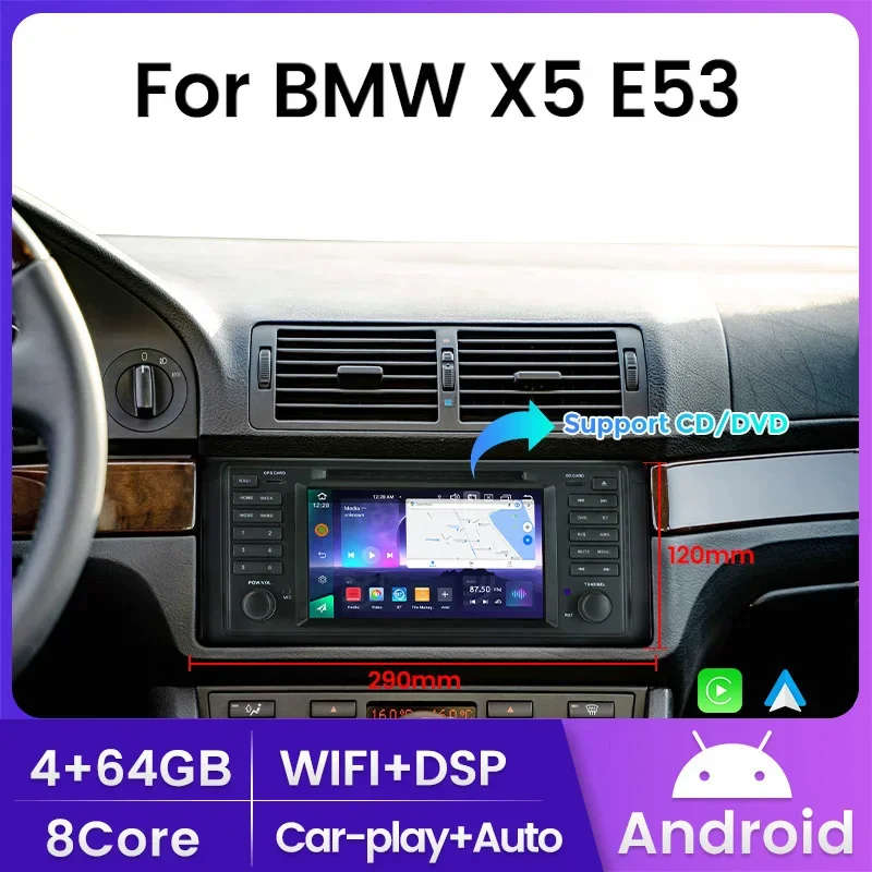 Android Car Intelligent System Auto Radio for BMW X5 E53 E39 E38 1996-2004 Multimedia Player GPS ...