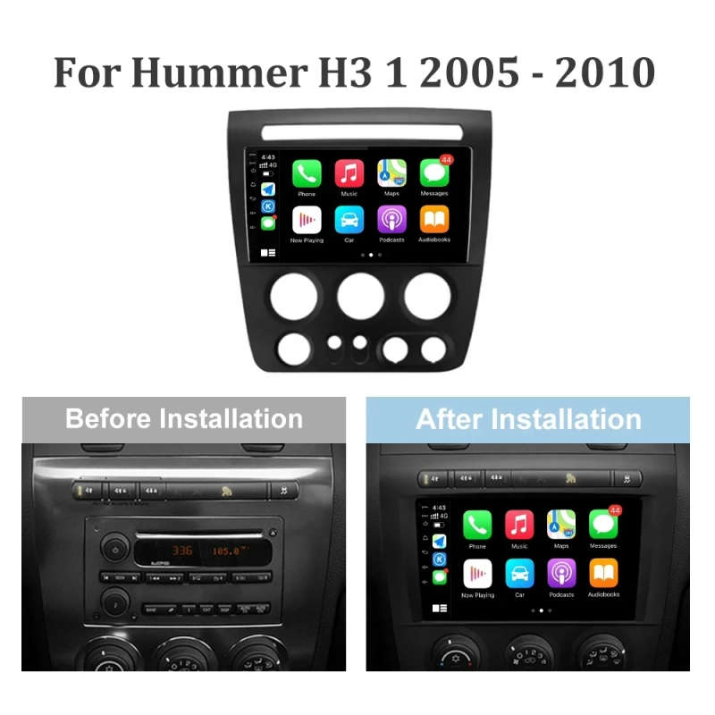 Android14 Car Radio For Hummer H3 1 2005 2006 2007 - 2010 Navigation GPS Multimedia Video Player ...
