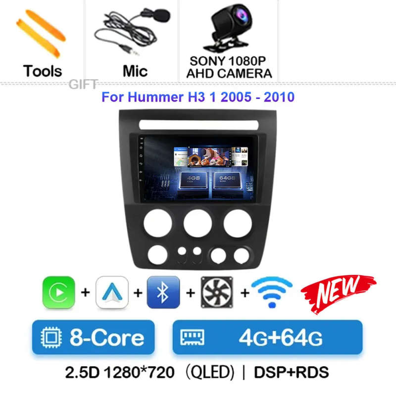 Android14 Car Radio For Hummer H3 1 2005 2006 2007 - 2010 Navigation GPS Multimedia Video Player ...