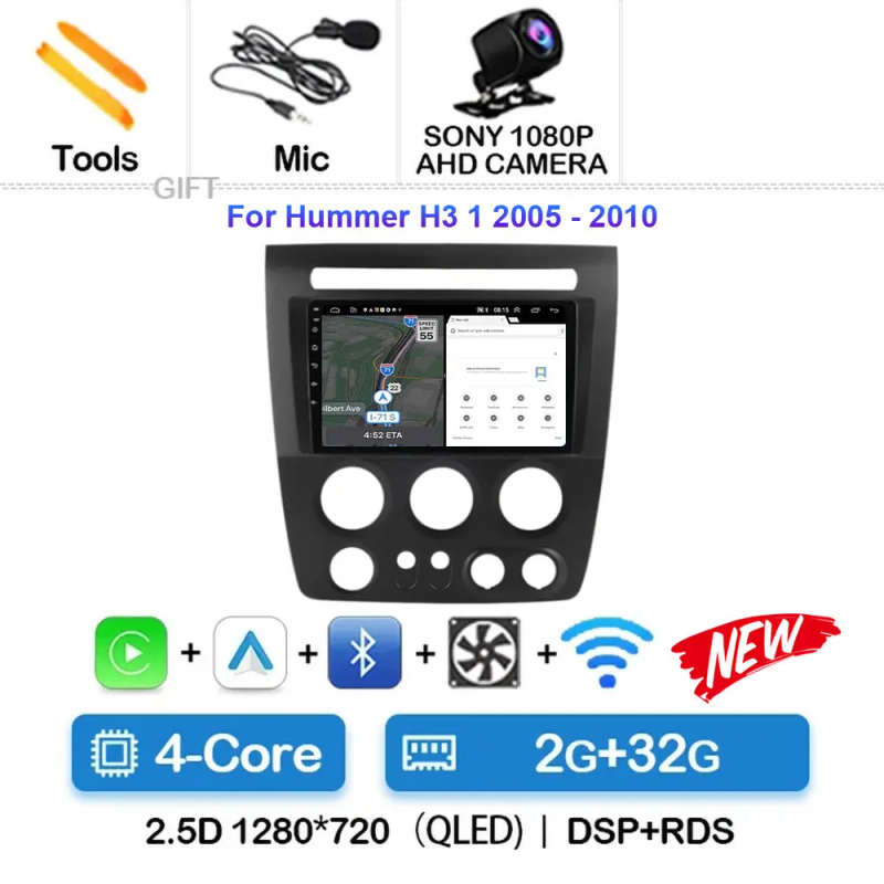 Android14 Car Radio For Hummer H3 1 2005 2006 2007 - 2010 Navigation GPS Multimedia Video Player ...